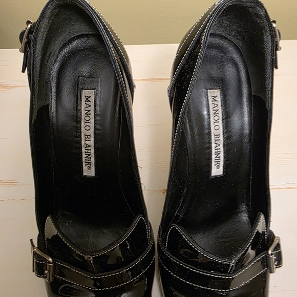 Manolo Blahnik | Black Patent Leather Pumps Sz 36 1/2 - Picture 5 of 11